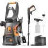imageLawnMaster LT2100B Electric Pressure Washer 2300 PSI MAX 13 Amp 12 GPM CSA Certified with 5 Nozzles Powerful Storage Organization2100 Max PSI with Foam Bottle