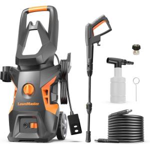 imageLawnMaster LT2100B Electric Pressure Washer 2300 PSI MAX 13 Amp 12 GPM CSA Certified with 5 Nozzles Powerful Storage Organization2100 Max PSI with Foam Bottle