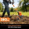 imageLawnMaster 24V MAX Cordless Tiller Cultivator Lightweight Electric Garden Tiller with 1 MAX 24V 40ah BatteryampCharger 4 Blade 9In Tilling Width amp 7In Depth for Weeding Gardening amp CultivationCordless 24V 9Inch