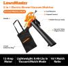imageLawnMaster BV1210 Electric Blower Vacuum Mulcher 12 Amp 2Speed Adjustment with Metal Impeller 240 MPH 380 CFM 161 Mulch Ratio with Collection Bag12Amp